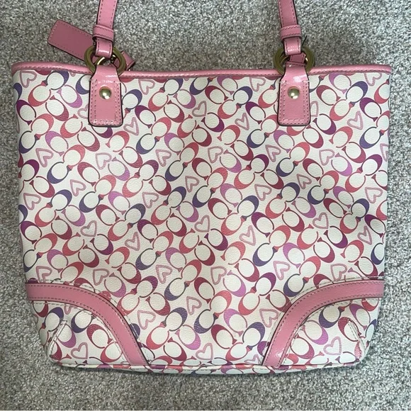 Vintage Coach Chelsea Signature Waverly Hearts Tote Shoulder Bag L1169-F18426
